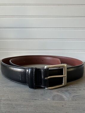 Coach Reversible Black and Brown Leather Belt with Silver Buckle